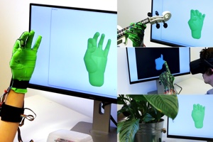 Interactive Hand Pose Estimation using a Stretch-Sensing Soft Glove
